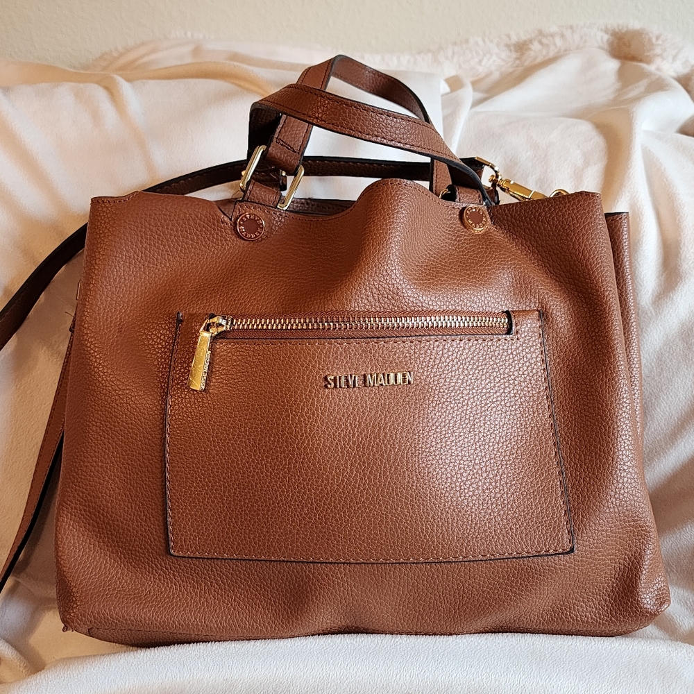 Steve Madden Brown Vegan Leather Shoulder Bag